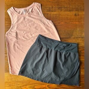 CALIA Orange Ribbed Tank Top & Black Skirt Medium